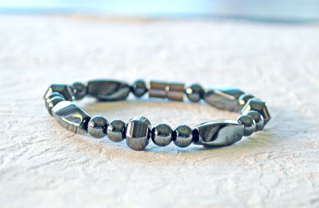Magnetic bracelet handcrafted with black magnetic hematite beads and secured with a strong and easy-to-use magnetic clasp.