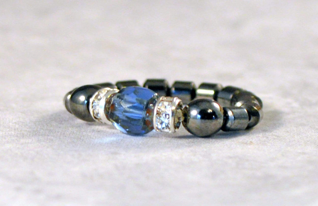 Beads-N-Style Magnetic Bead Ring Sapphire Firepolish Magnetic Bead Ring