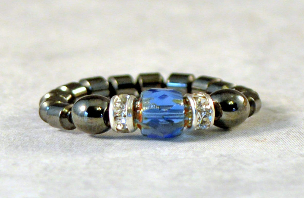 Beads-N-Style Magnetic Bead Ring Sapphire Firepolish Magnetic Bead Ring