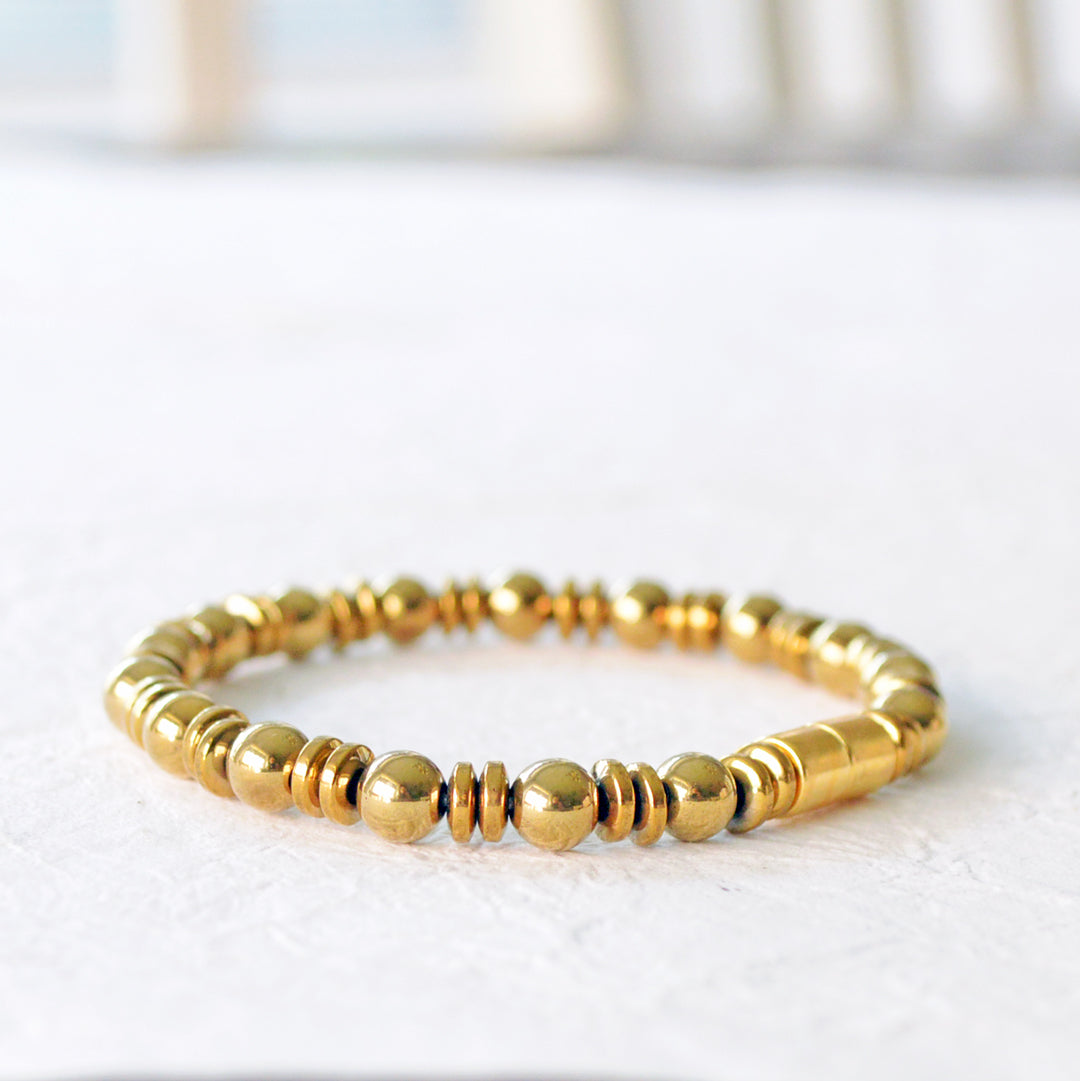 Gold Metallic Magnetic Hematite Bracelet