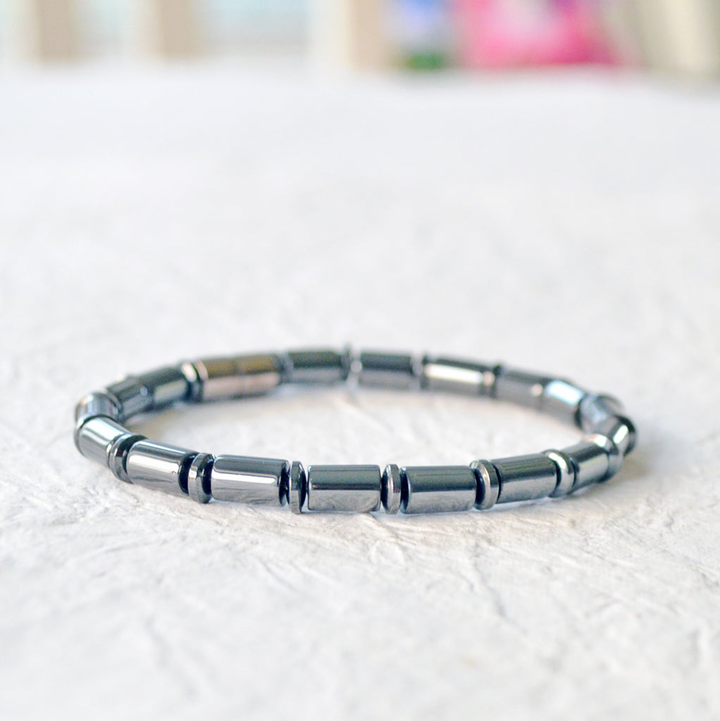 Magnetic therapy bracelet handcrafted with black high power magnetic hematite beads. Secured with a strong magnetic clasp. Wear as a magnetic bracelet or magnetic anklet.