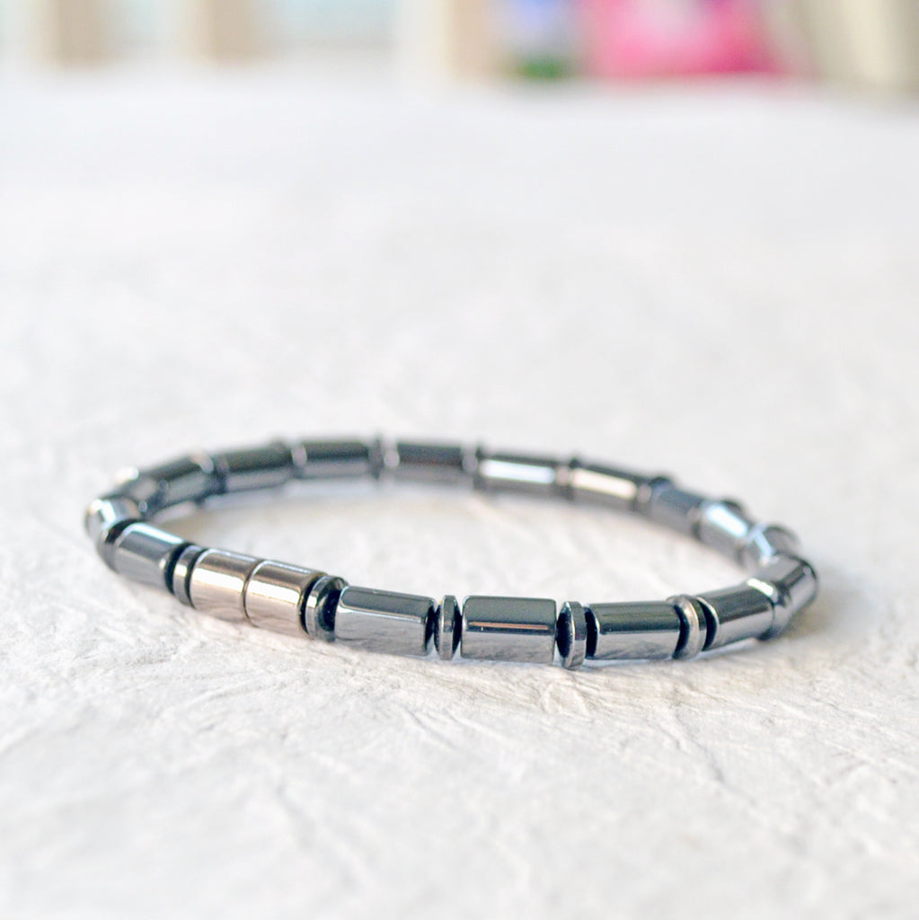 Magnetic therapy bracelet handcrafted with black high power magnetic hematite beads. Secured with a strong magnetic clasp. Wear as a magnetic bracelet or magnetic anklet.