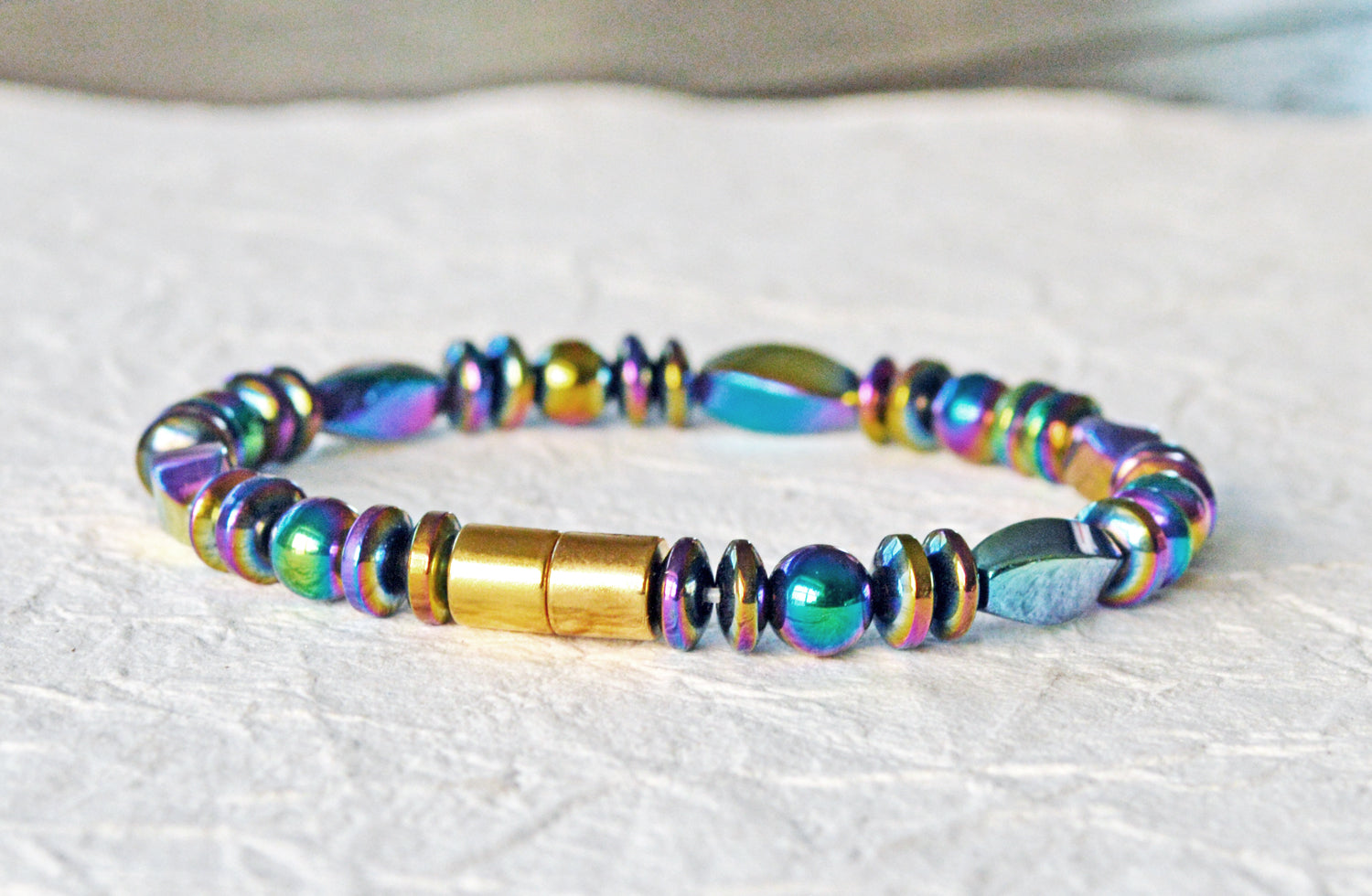 Rainbow Twists Magnetic Therapy Bracelet for Pain 8.0