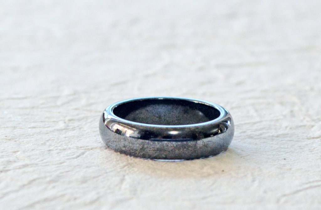 Black Magnetic Hematite Ring