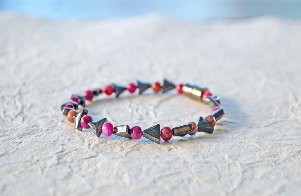 Black Magnetic Triangles with Purple Crazy Lace Agate