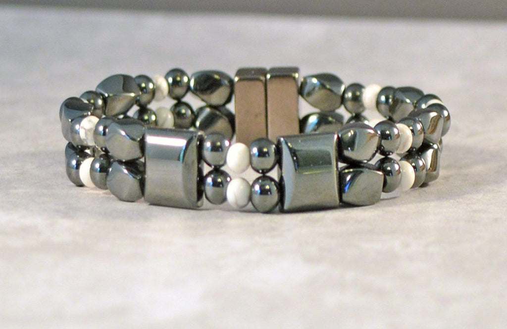 Beads-N-Style Magnetic Therapy Bracelet Black Hematite & White Howlite Magnetic Therapy Bracelet