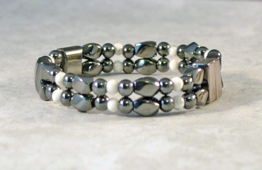 Beads-N-Style Magnetic Therapy Bracelet Black Hematite & White Howlite Magnetic Therapy Bracelet