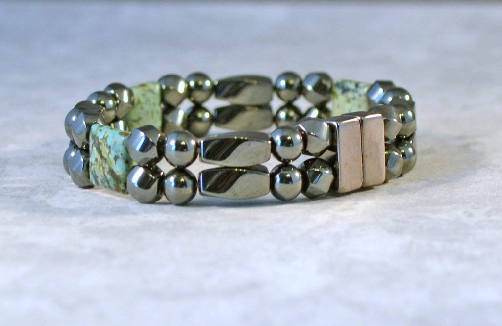 Beads-N-Style Magnetic Therapy Bracelet Black Magnetic Bracelet with African Turquoise Jasper