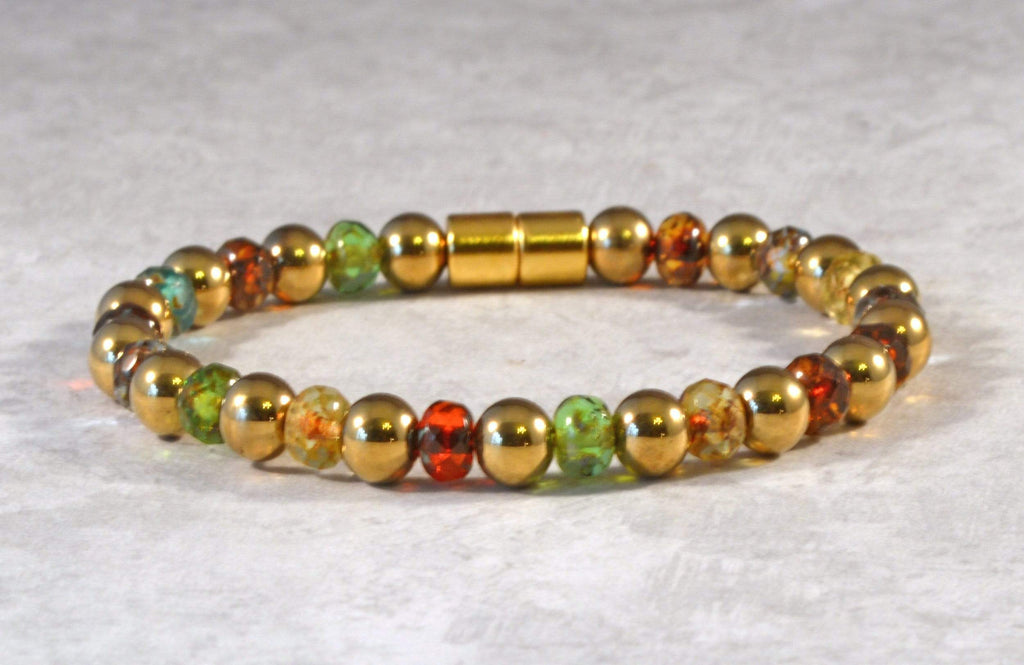 Beads-N-Style Magnetic Therapy Bracelet Gold Metallic & Gemstone Magnetic Hematite Bracelet
